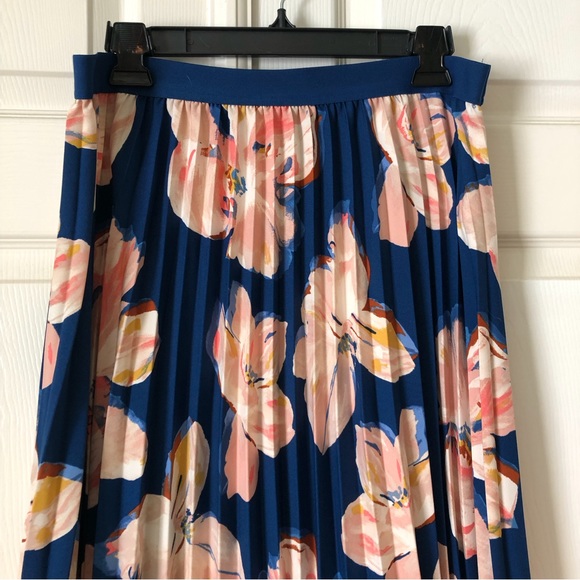Pleated Maxi Skirt~Elastic Band Waist~Navy & Peach~Never Worn! - Picture 2 of 6